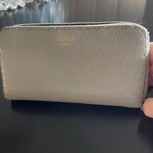 Fendi Leather Continental Zippered Wallet Used Clean Condition Grey Mist 2019